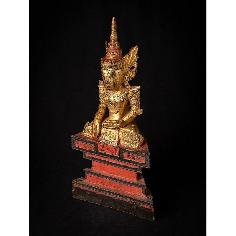 Antique Gilded Burmese Buddha Statue from Burma For Sale 8