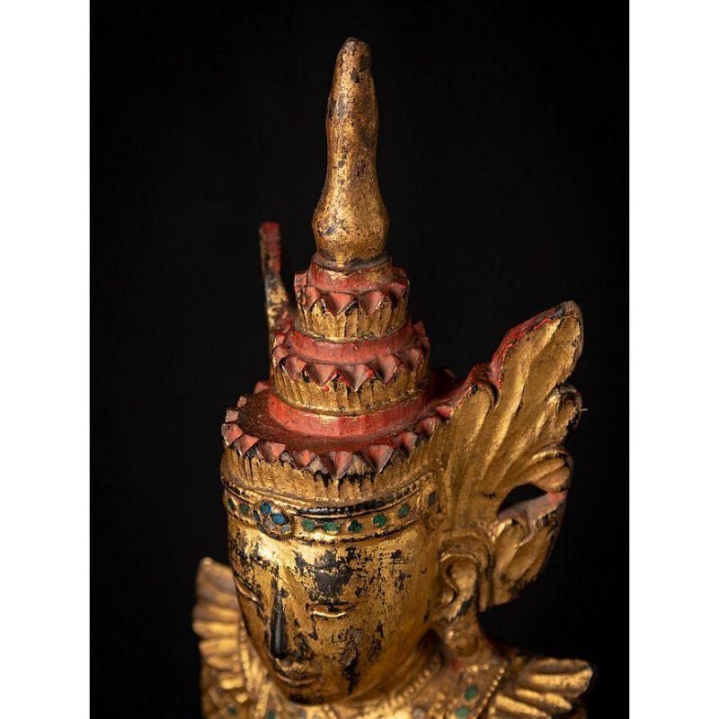 Antique Gilded Burmese Buddha Statue from Burma For Sale 9