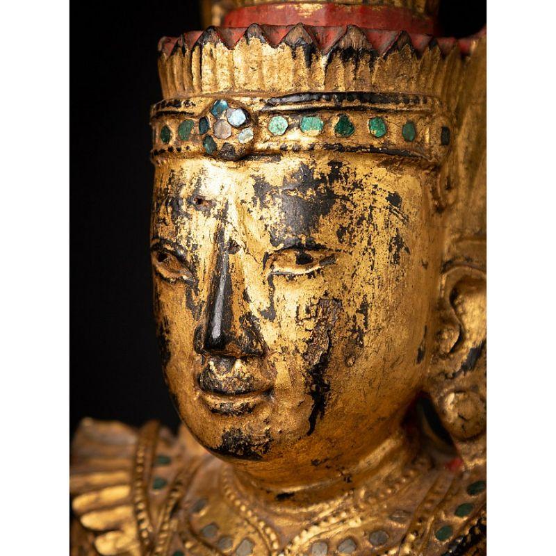 Antique Gilded Burmese Buddha Statue from Burma For Sale 10