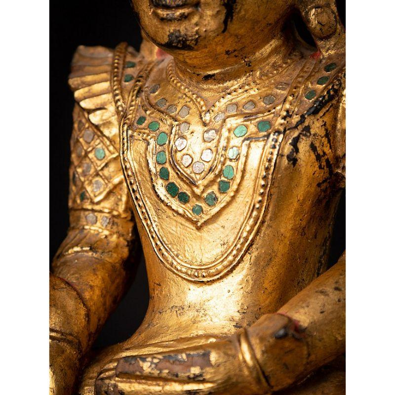 Antique Gilded Burmese Buddha Statue from Burma For Sale 11