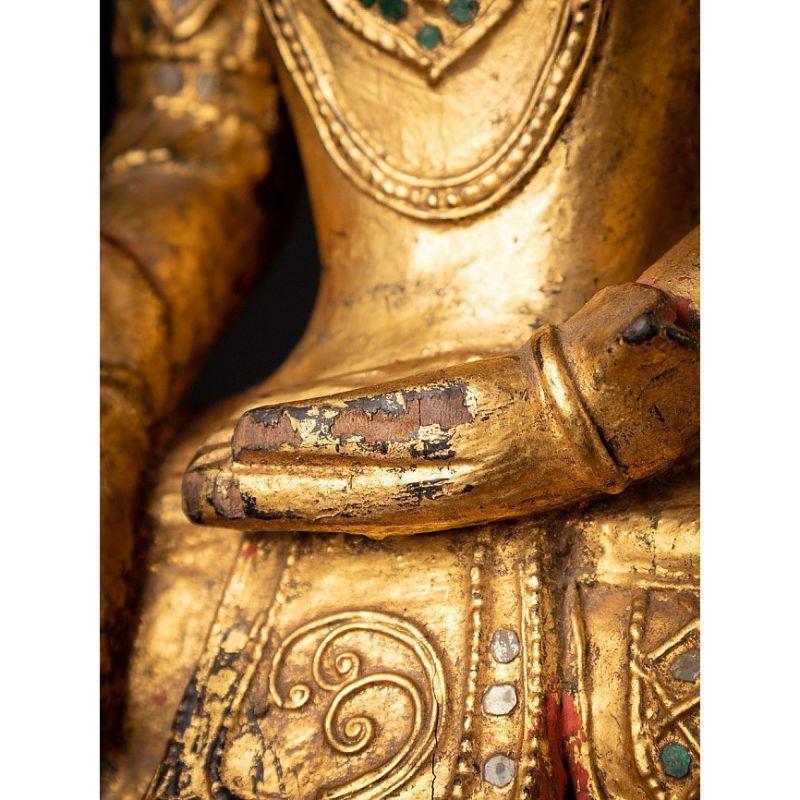Antique Gilded Burmese Buddha Statue from Burma For Sale 12