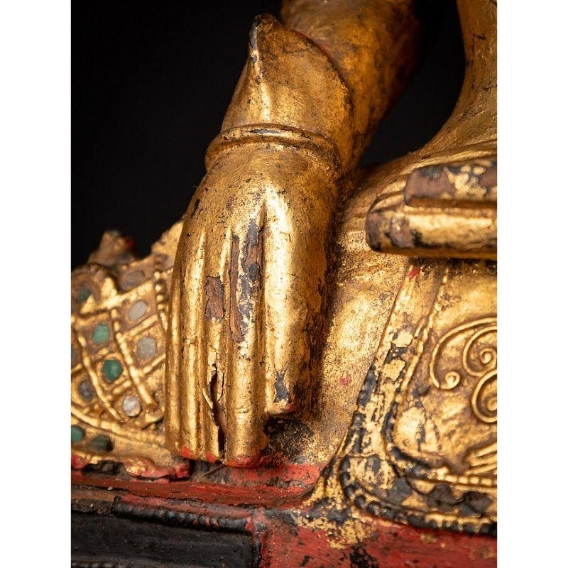Antique Gilded Burmese Buddha Statue from Burma For Sale 13
