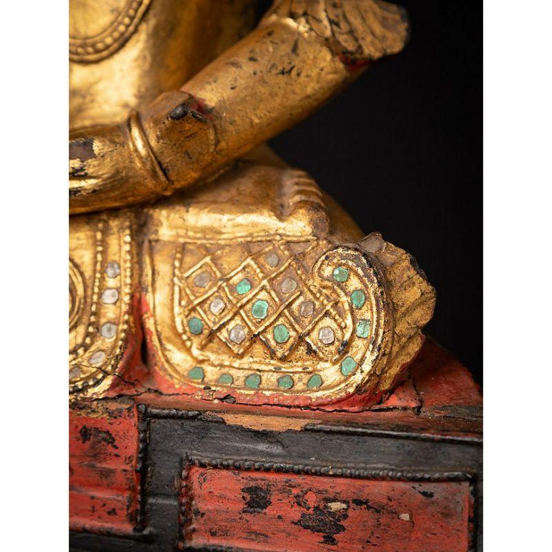 Antique Gilded Burmese Buddha Statue from Burma For Sale 14
