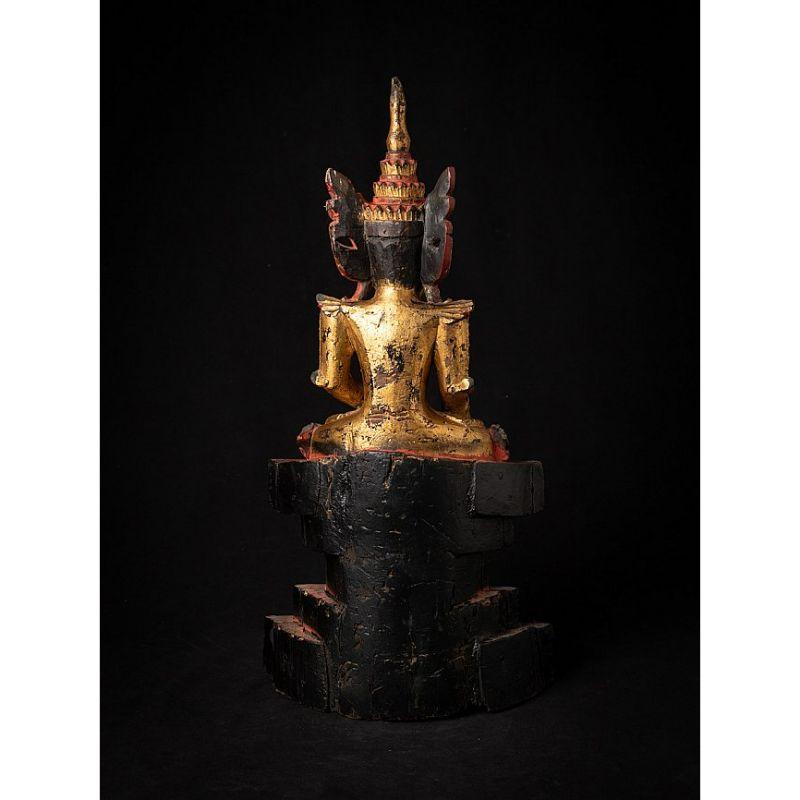 18th Century and Earlier Antique Gilded Burmese Buddha Statue from Burma For Sale