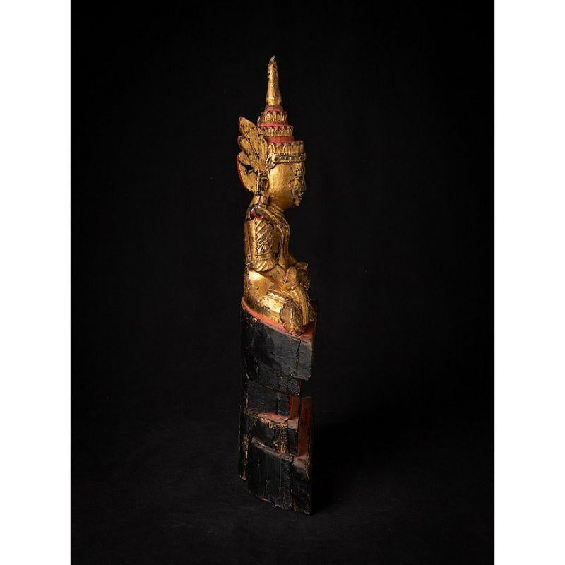 Wood Antique Gilded Burmese Buddha Statue from Burma For Sale