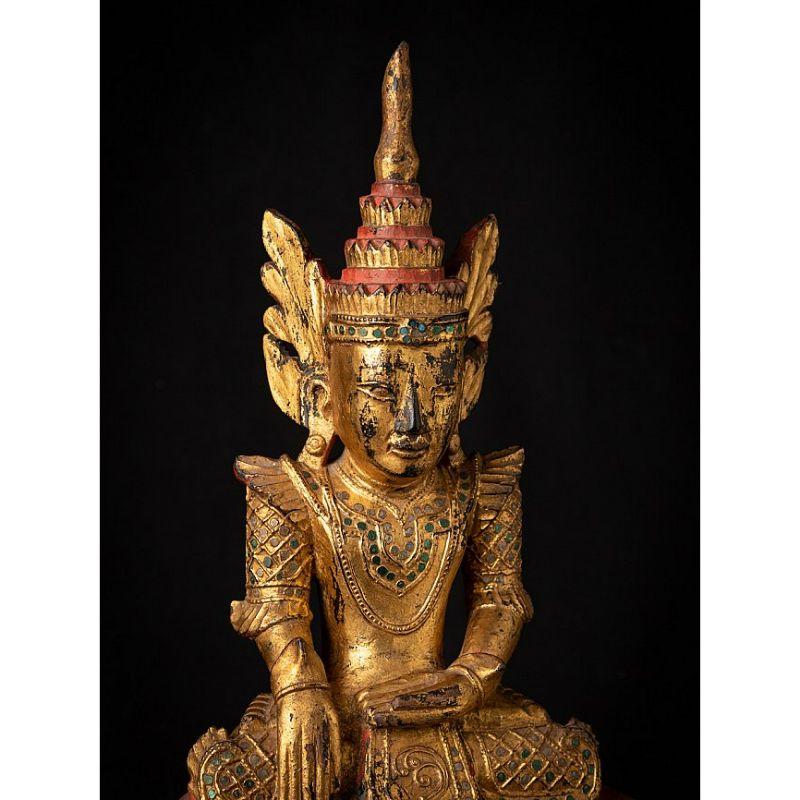 Antique Gilded Burmese Buddha Statue from Burma For Sale 2