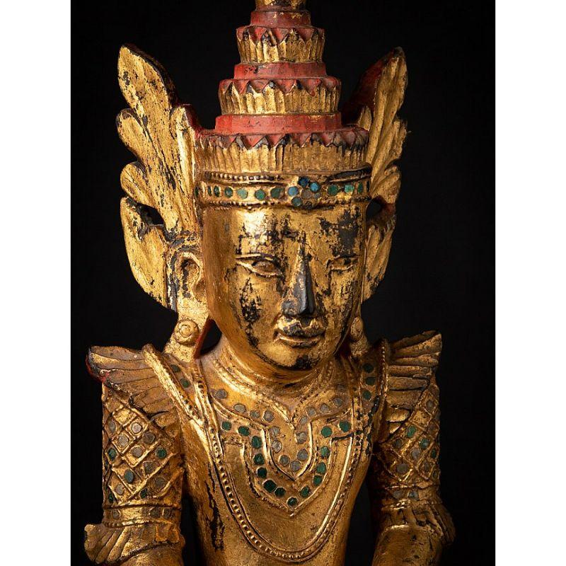 Antique Gilded Burmese Buddha Statue from Burma For Sale 3
