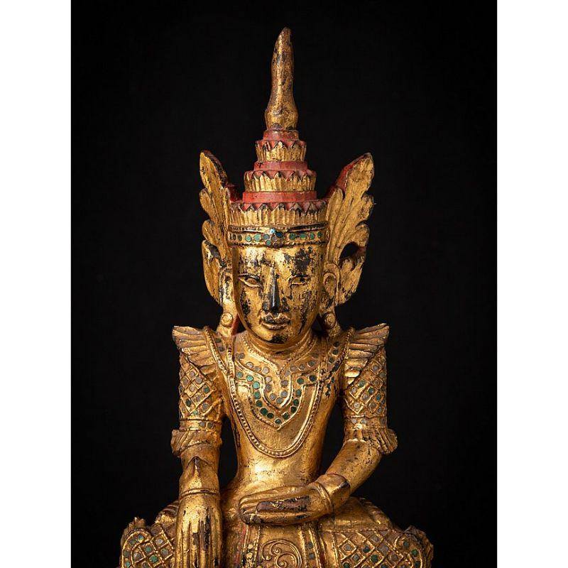 Antique Gilded Burmese Buddha Statue from Burma For Sale 4