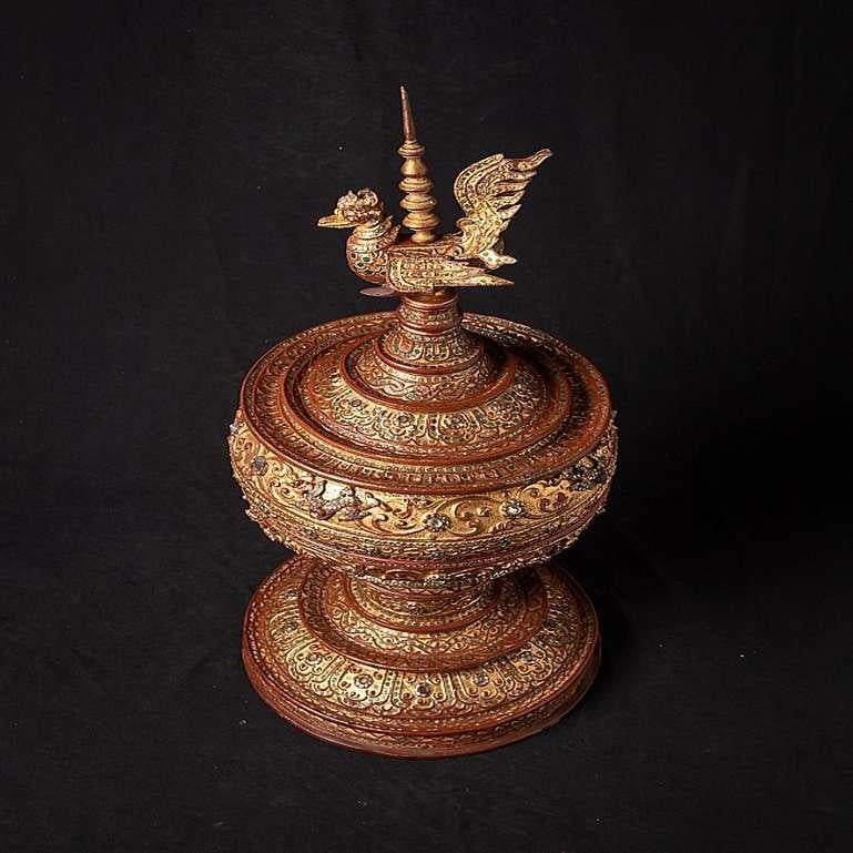 Antique Gilded Burmese Offering Vessel from Burma For Sale 9