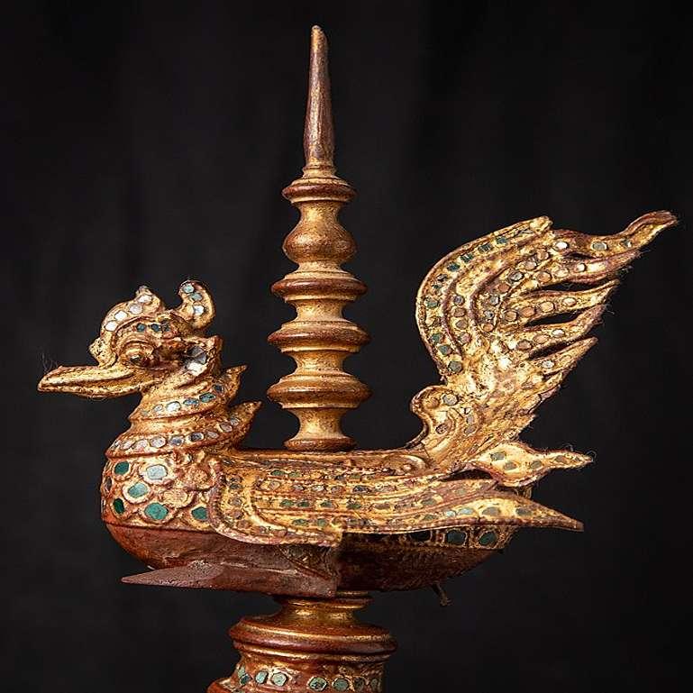 Antique Gilded Burmese Offering Vessel from Burma For Sale 14