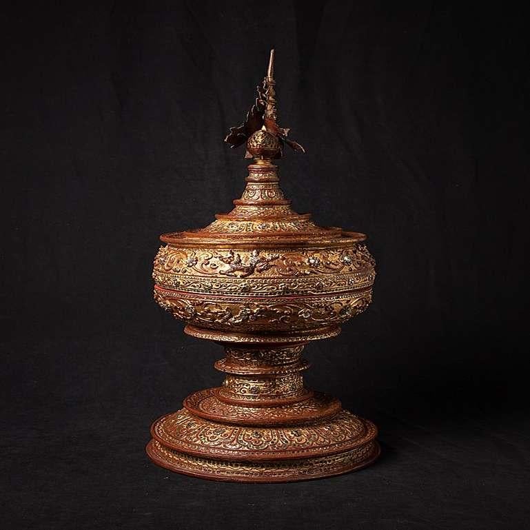 19th Century Antique Gilded Burmese Offering Vessel from Burma For Sale