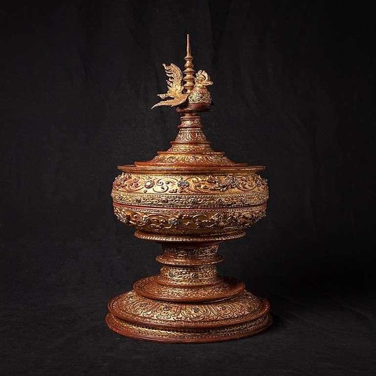 Antique Gilded Burmese Offering Vessel from Burma For Sale 1