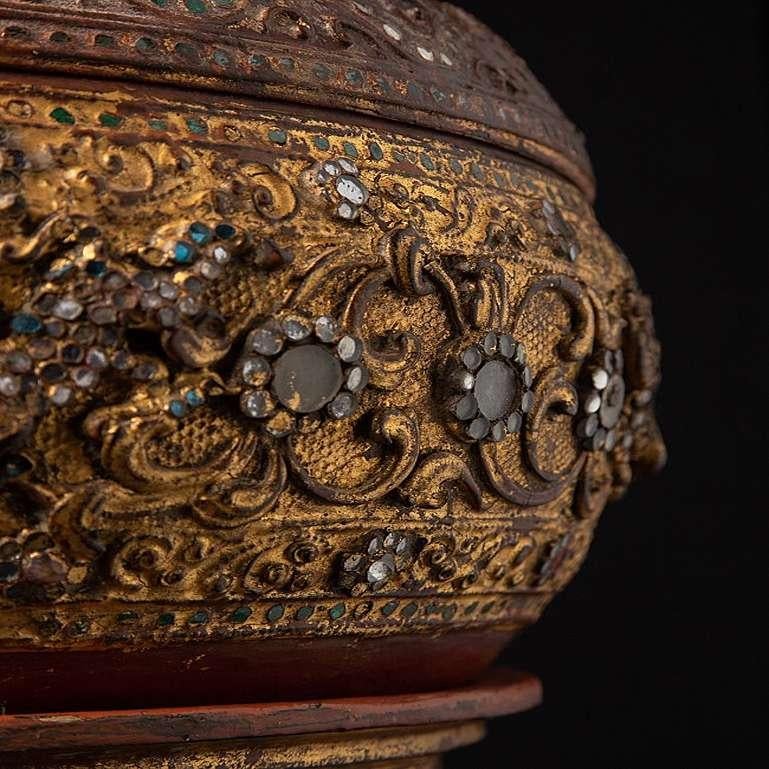 Antique Gilded Burmese Offering Vessel from Burma For Sale 4