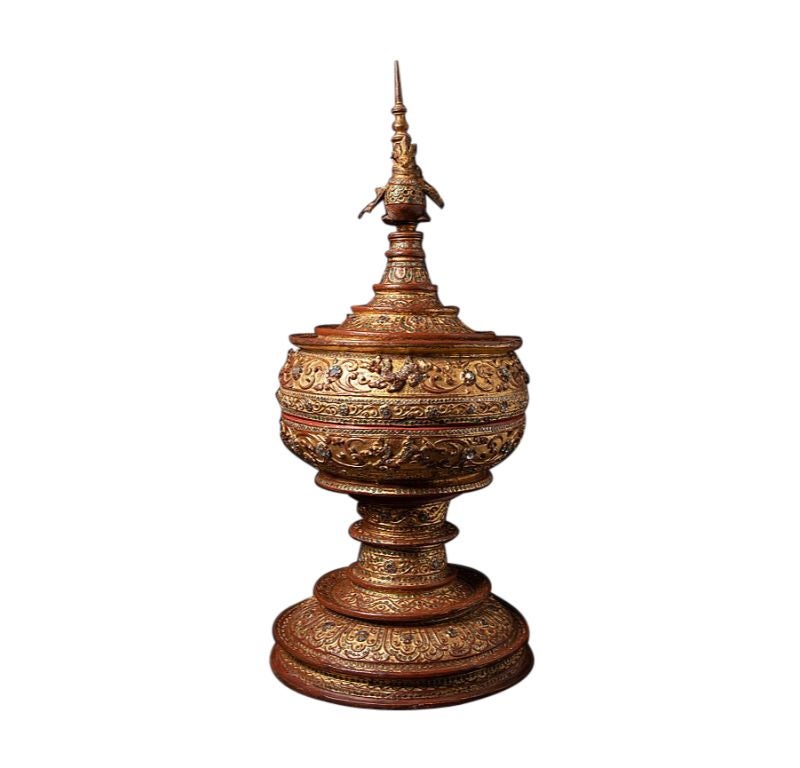 Antique Gilded Burmese Offering Vessel from Burma