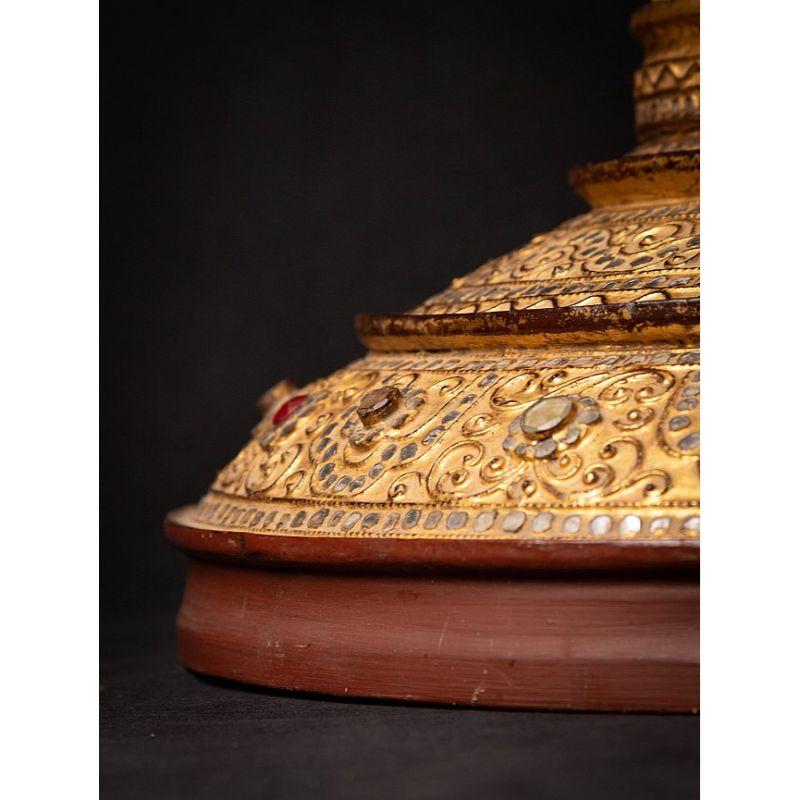Antique Gilded Burmese Offering Vessel from Burma Original Buddhas For Sale 9