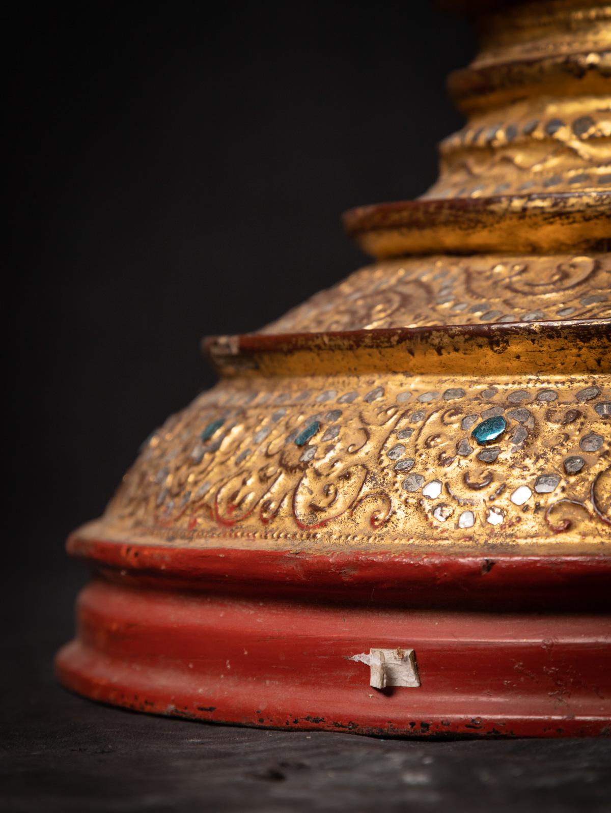 Antikes vergoldetes birmanisches Angebotsgefäß aus Burma – Original Buddhas im Angebot 10