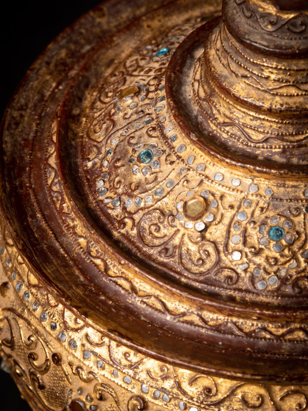 Antique gilded Burmese offering vessel from Burma - Original Buddhas For Sale 13