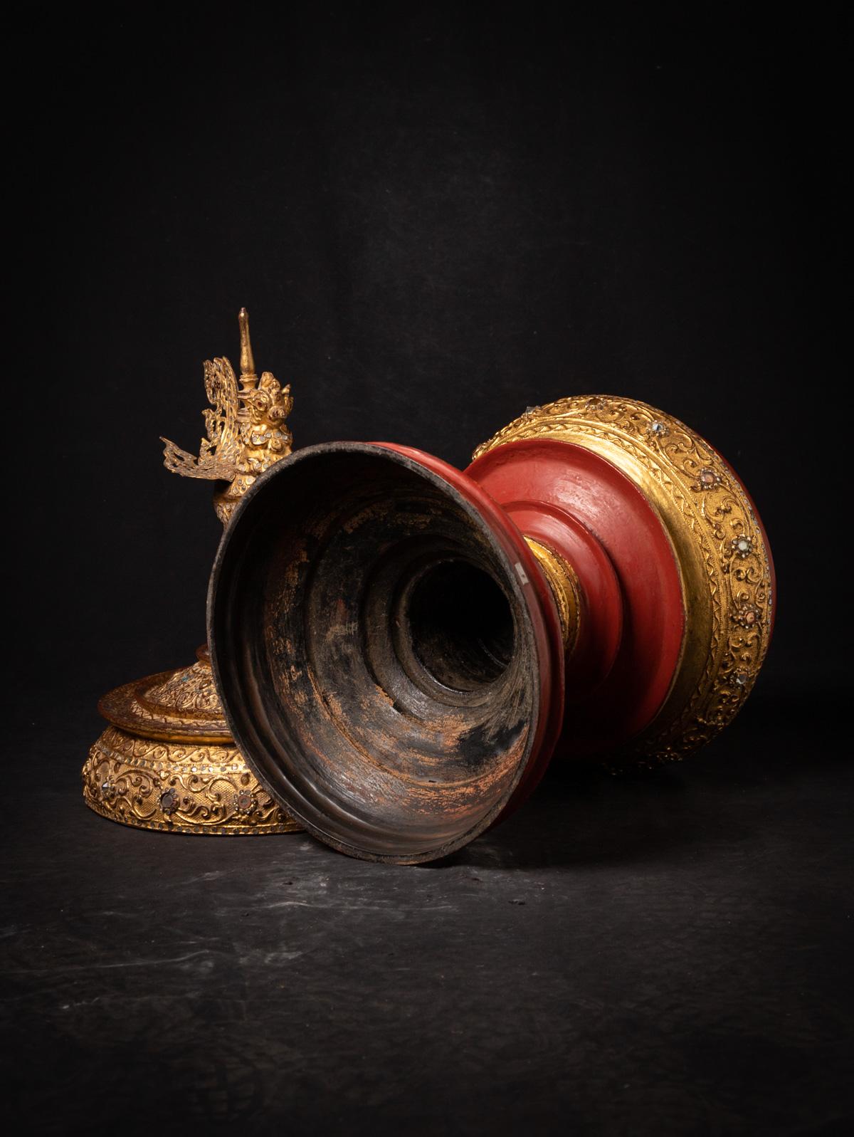 Antique gilded Burmese offering vessel from Burma - Original Buddhas For Sale 2