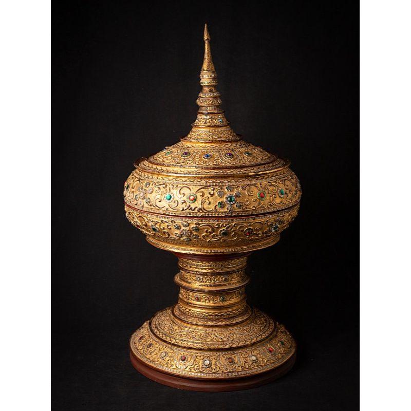 Antique Gilded Burmese Offering Vessel from Burma Original Buddhas For Sale 3