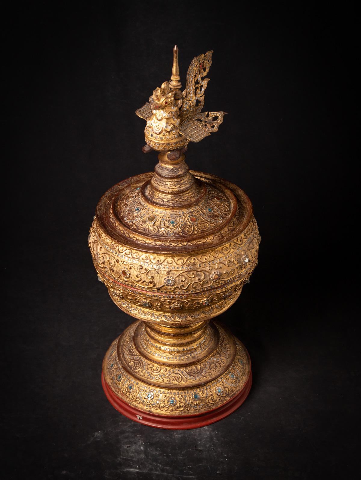 Antikes vergoldetes birmanisches Angebotsgefäß aus Burma – Original Buddhas im Angebot 2
