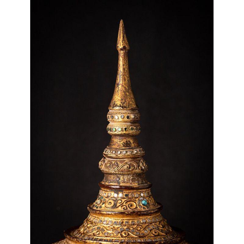 Antique Gilded Burmese Offering Vessel from Burma Original Buddhas For Sale 4