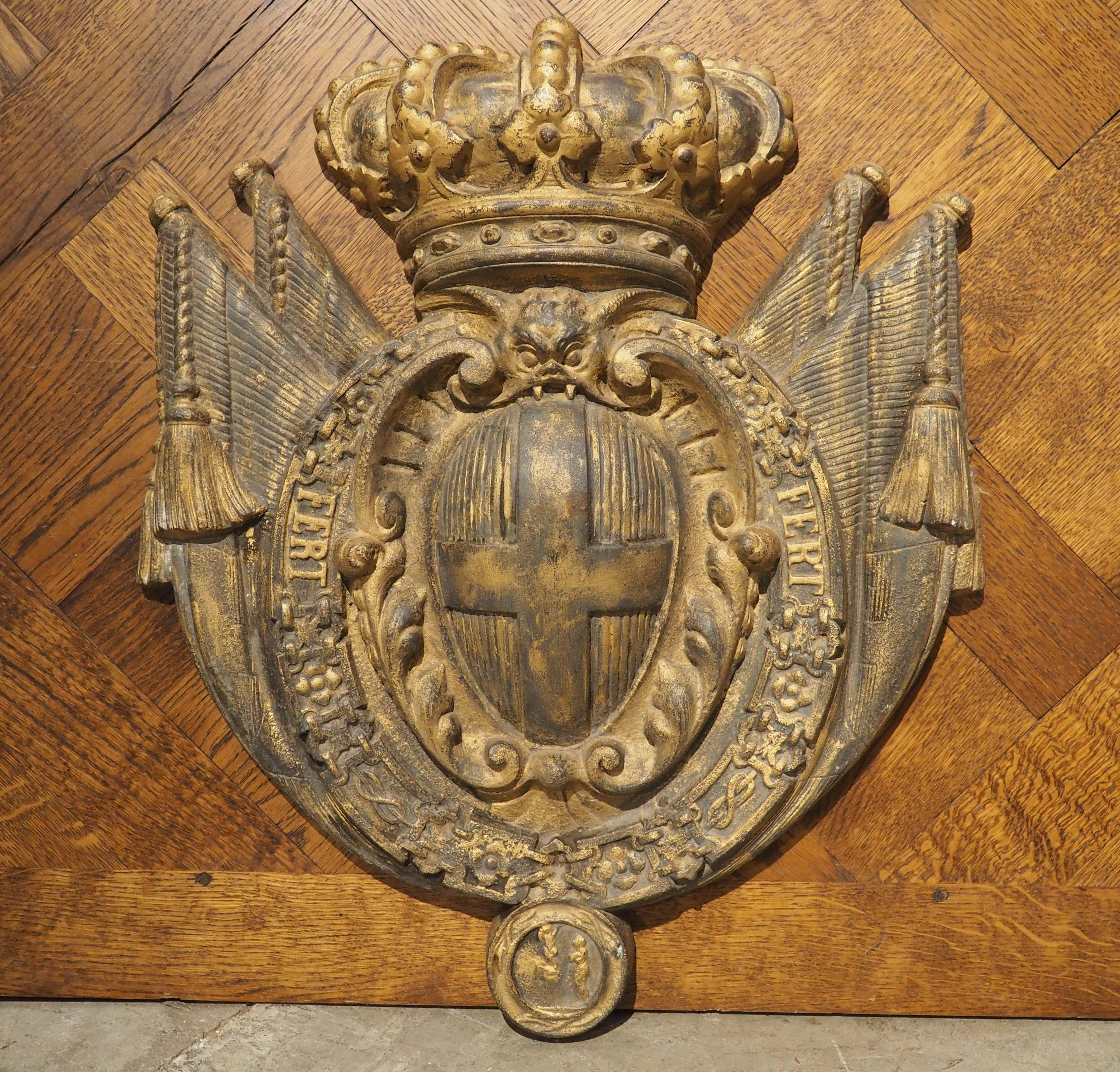 Antike Wappentafel aus vergoldetem Gusseisen, The House of Savoy, um 1900 im Angebot 6