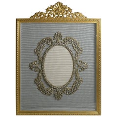 Antique Gilded French Bronze Photograph Frame with Paste Stone Decoration