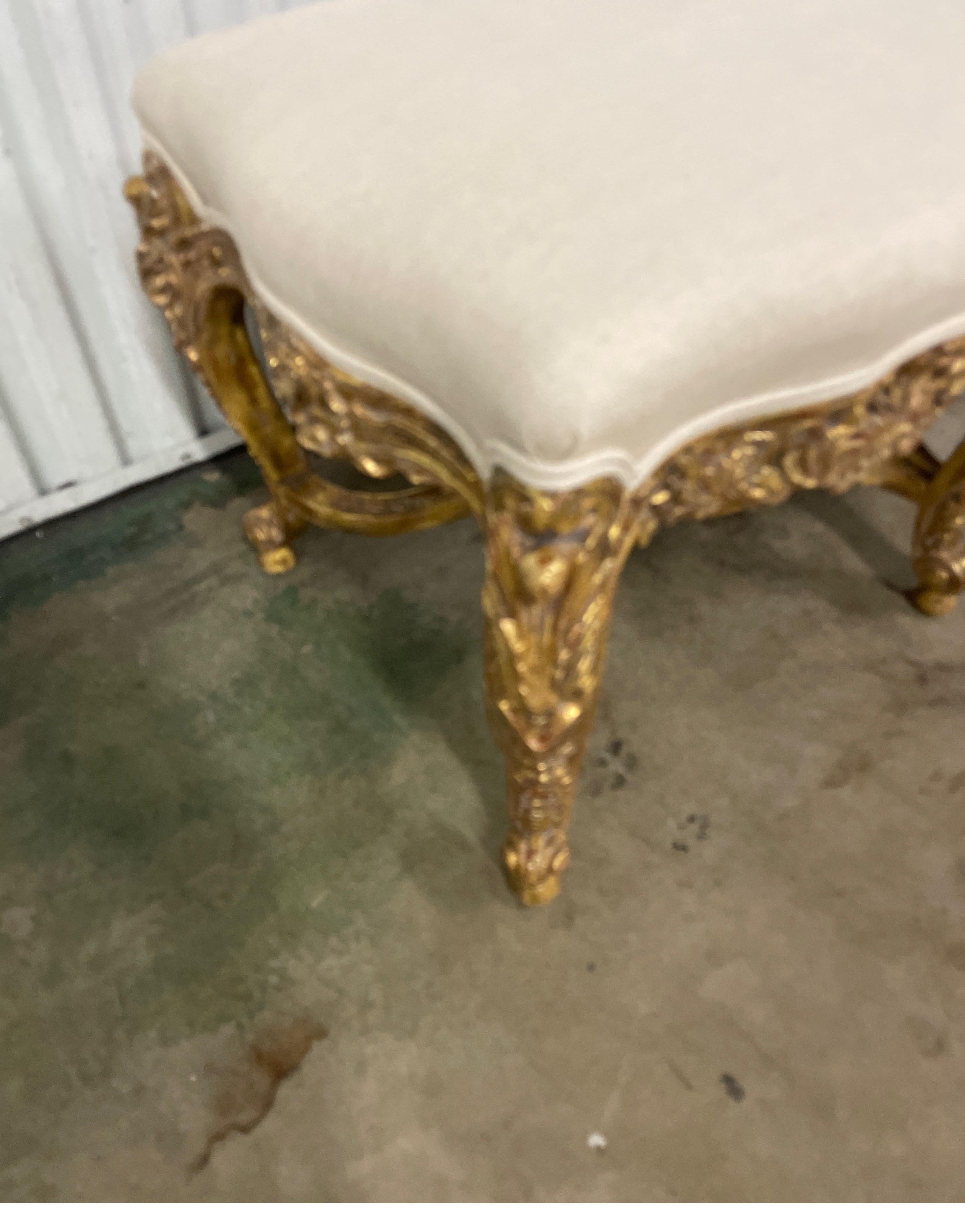 Antique Gilded Italian Rococo Bench In Good Condition For Sale In West Palm Beach, FL