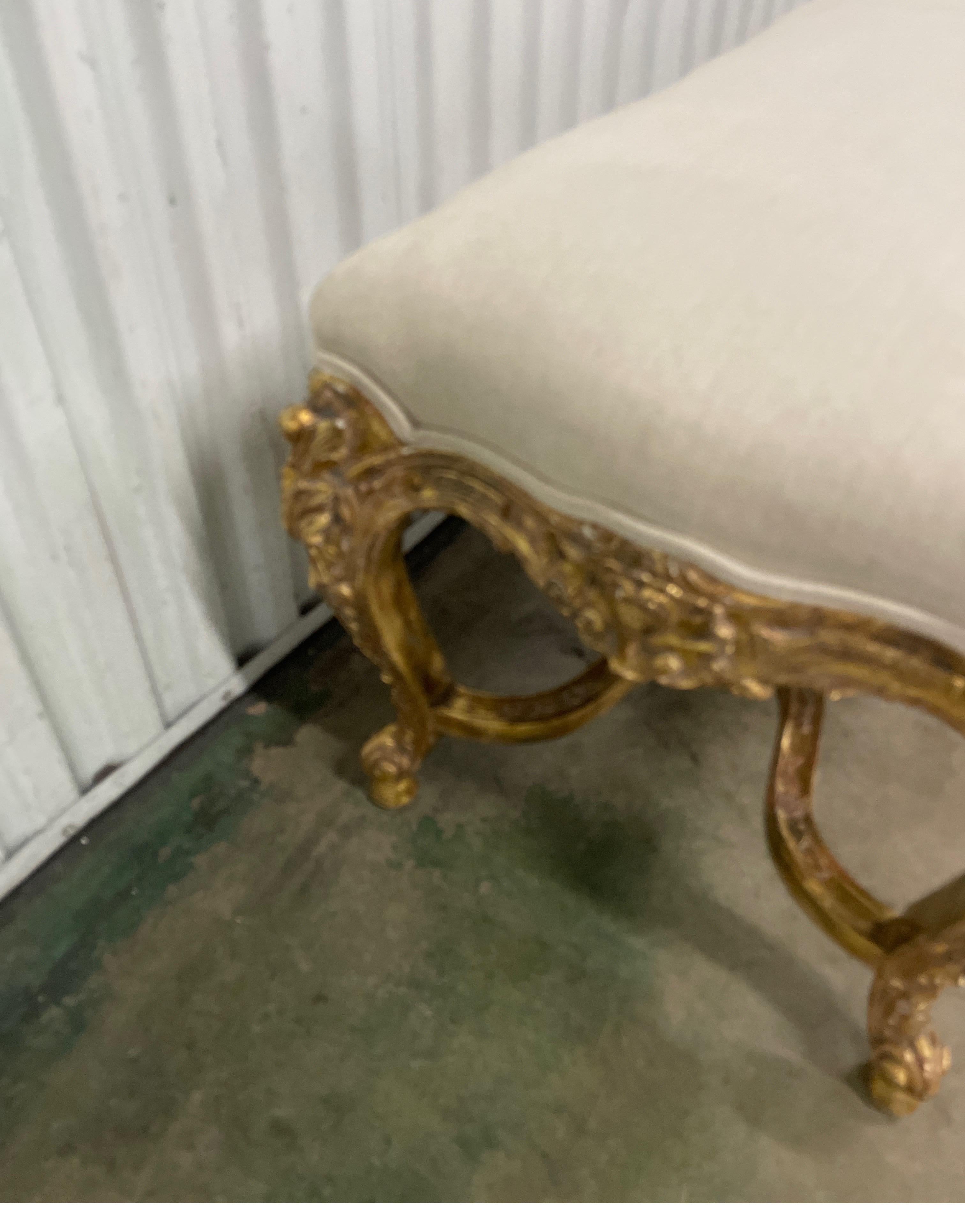 19th Century Antique Gilded Italian Rococo Bench For Sale