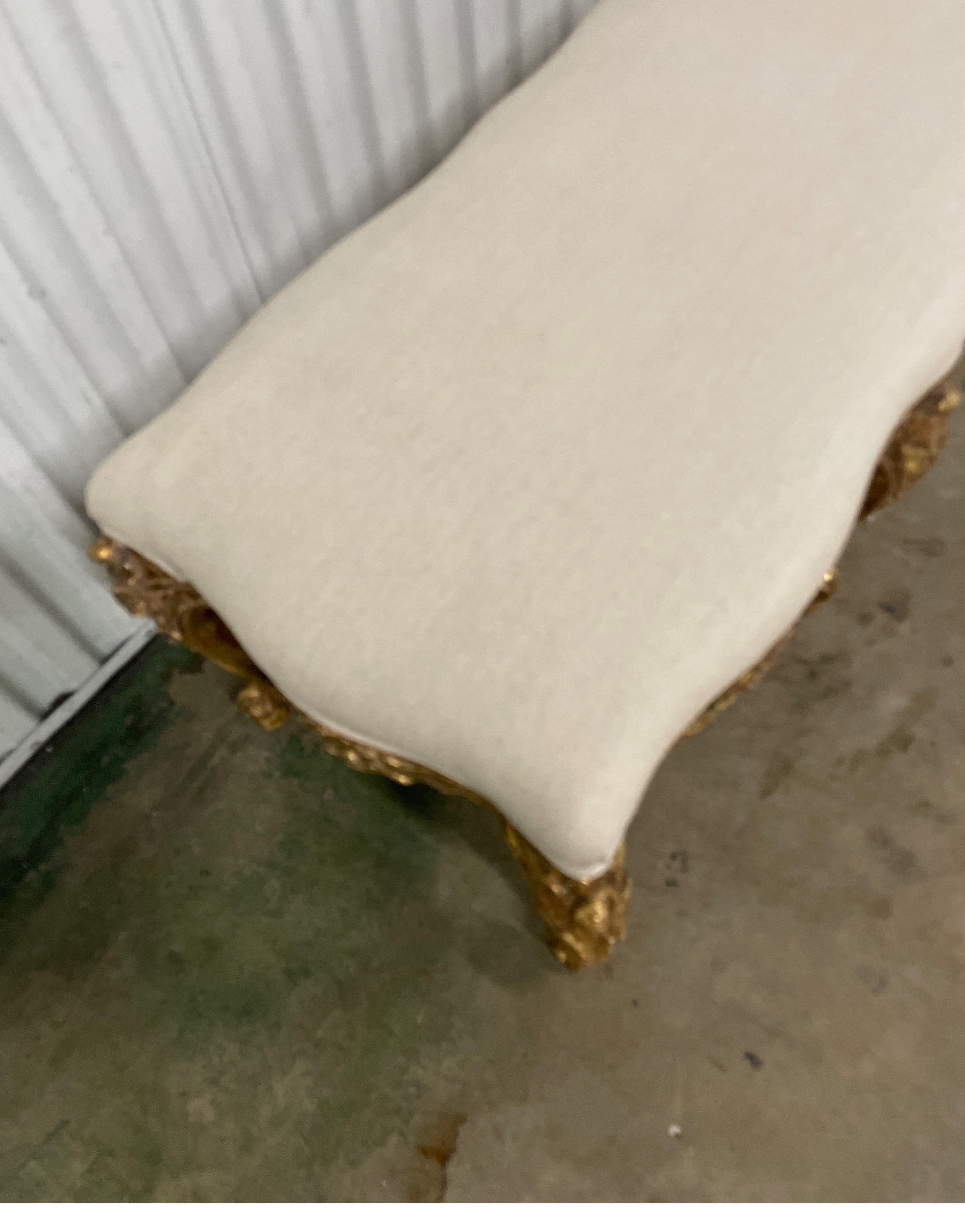 Giltwood Antique Gilded Italian Rococo Bench For Sale