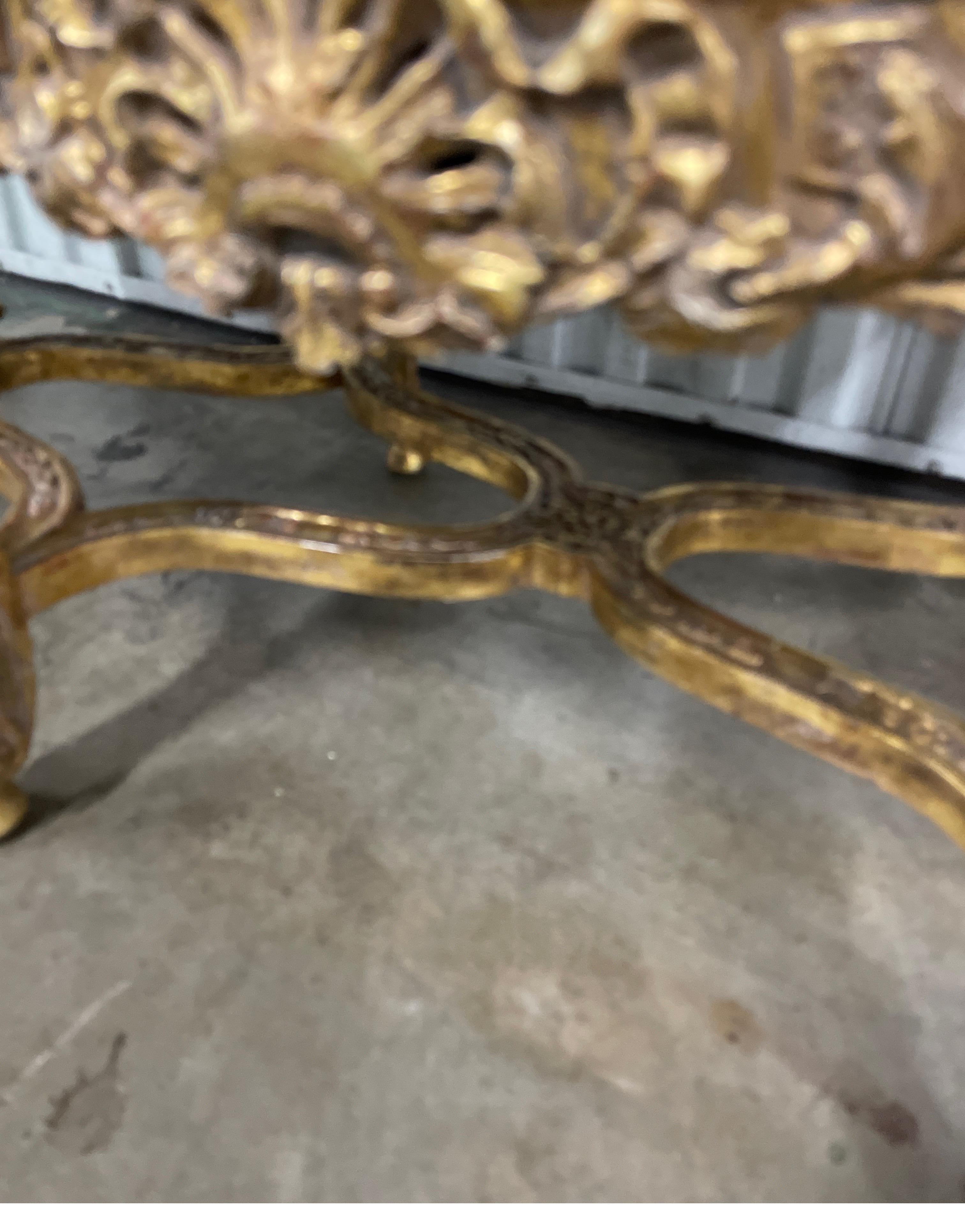 Antique Gilded Italian Rococo Bench For Sale 1