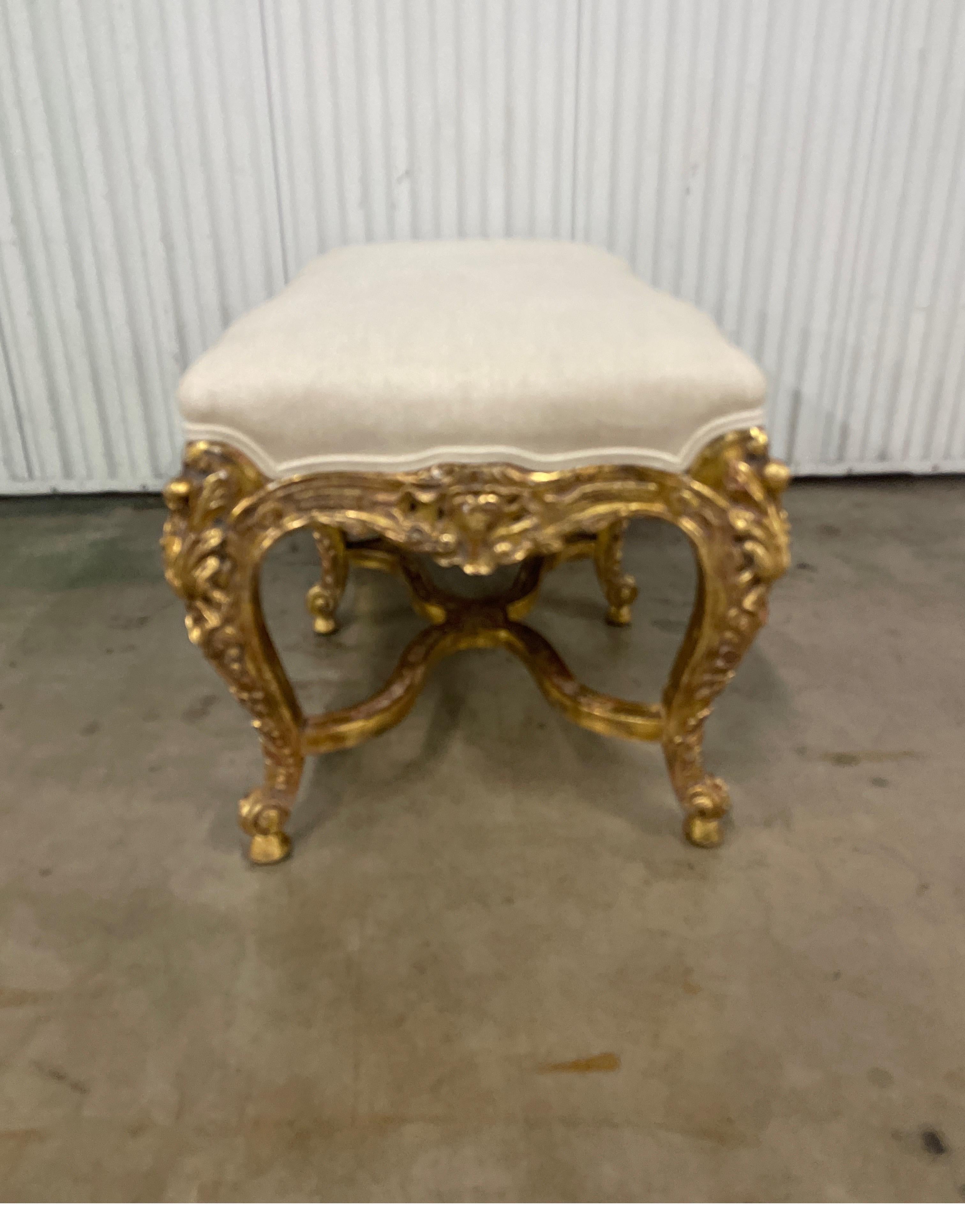 Antique Gilded Italian Rococo Bench For Sale 2