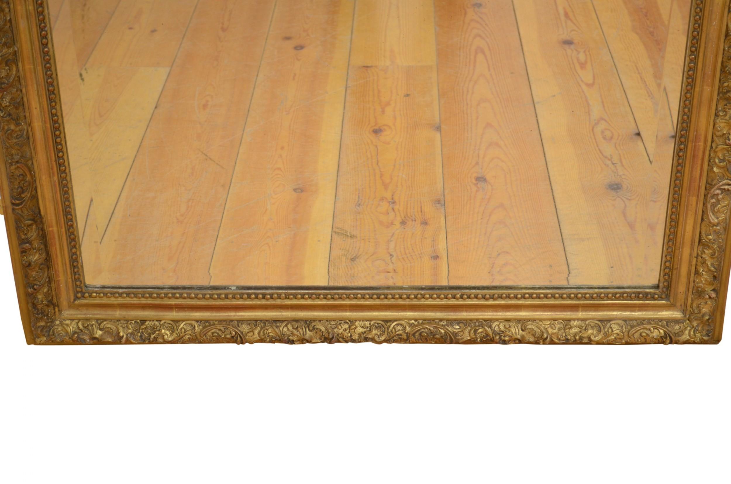 Antiguo Espejo Sobremantel Dorado Siglo XIX Espejo de Pared de Madera Dorada H151cm en venta 7