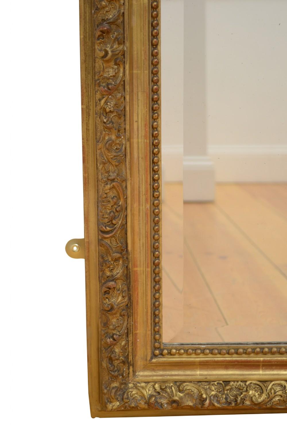 Antiguo Espejo Sobremantel Dorado Siglo XIX Espejo de Pared de Madera Dorada H151cm Rococó en venta