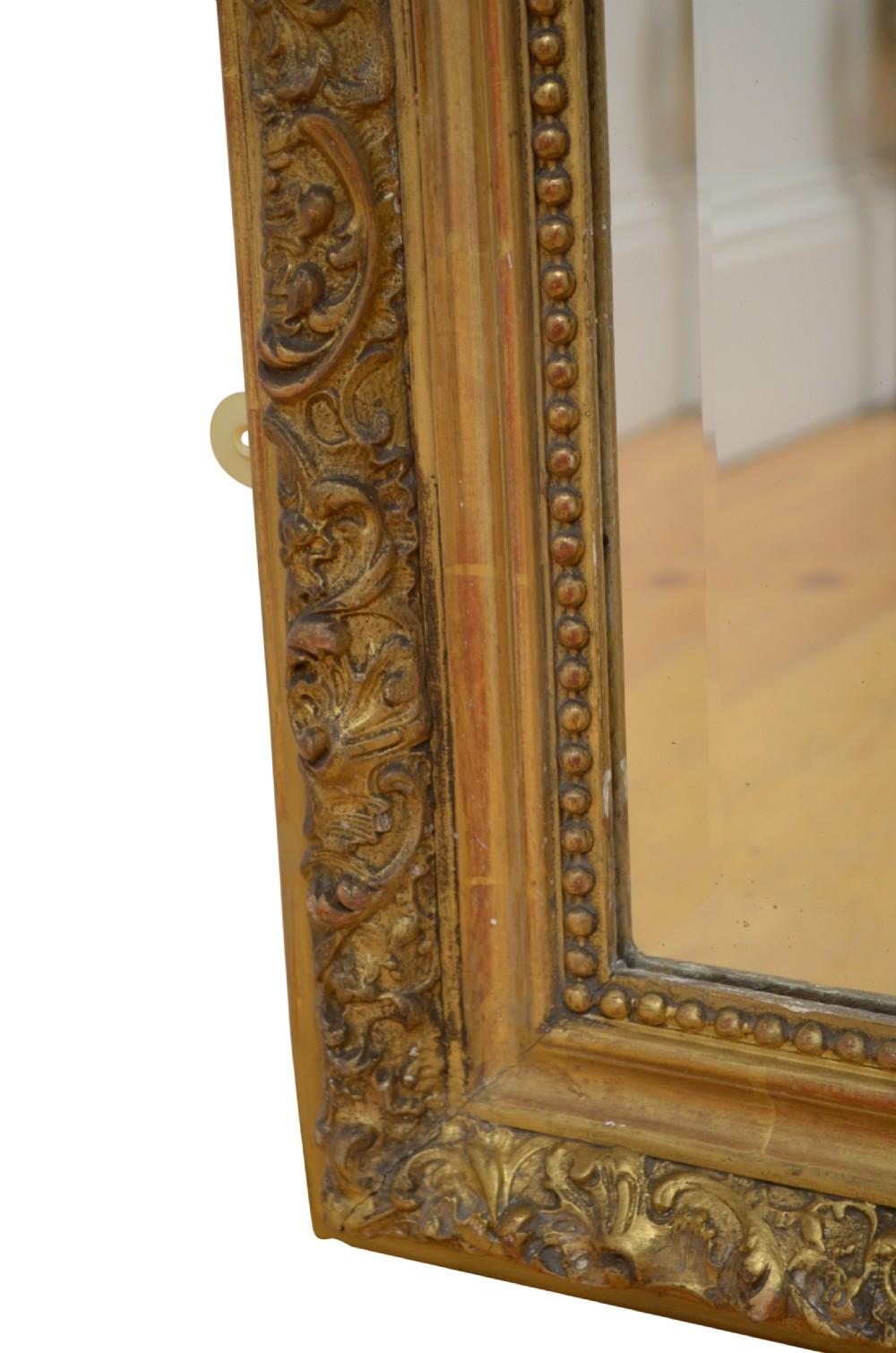 Antiguo Espejo Sobremantel Dorado Siglo XIX Espejo de Pared de Madera Dorada H151cm Francés en venta