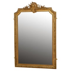 Antiguo Espejo Sobremantel Dorado Siglo XIX Espejo de Pared de Madera Dorada H151cm