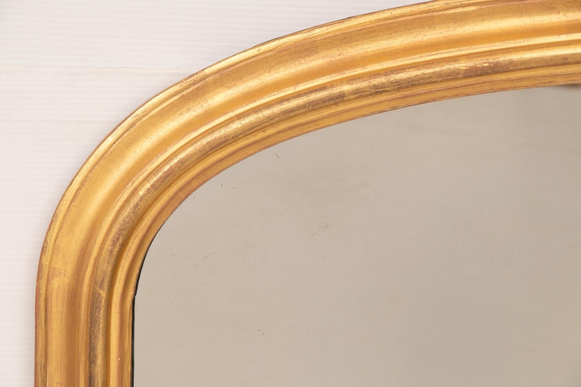 English Antique Gilded Overmantel Mirror, circa 1890