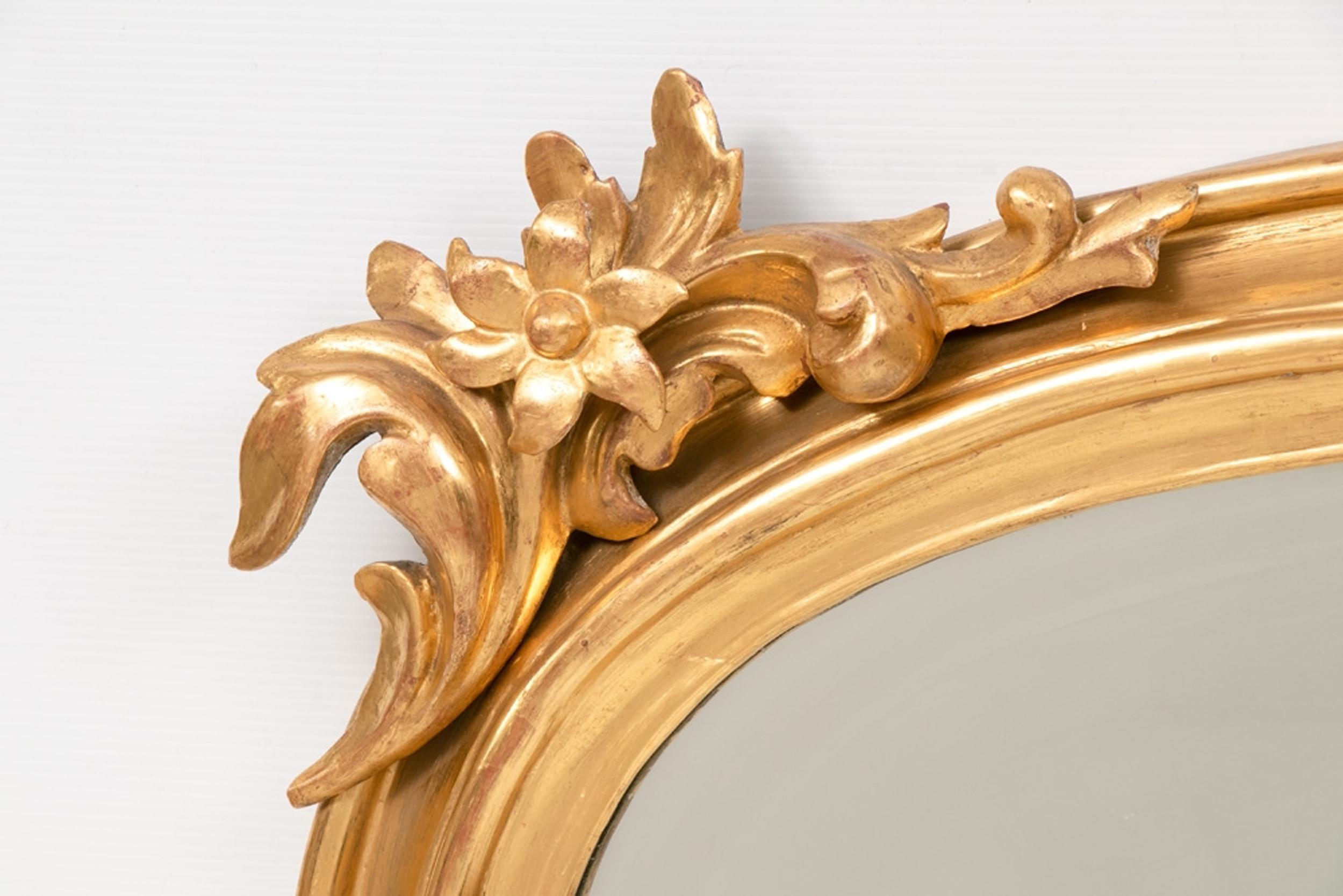 Early Victorian Antique Gilded Overmantle Mirror, circa 1840