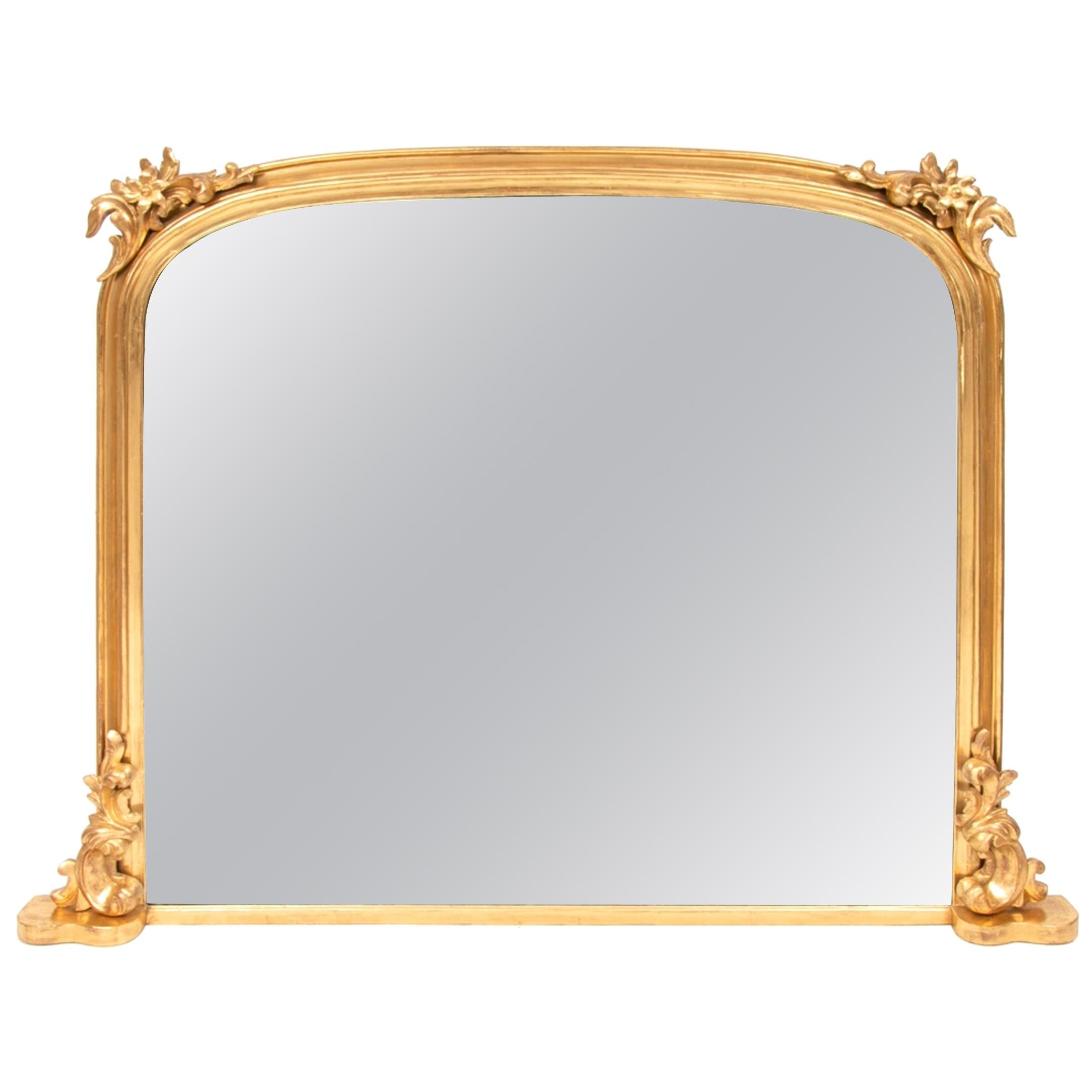 Antique Gilded Overmantle Mirror, circa 1840