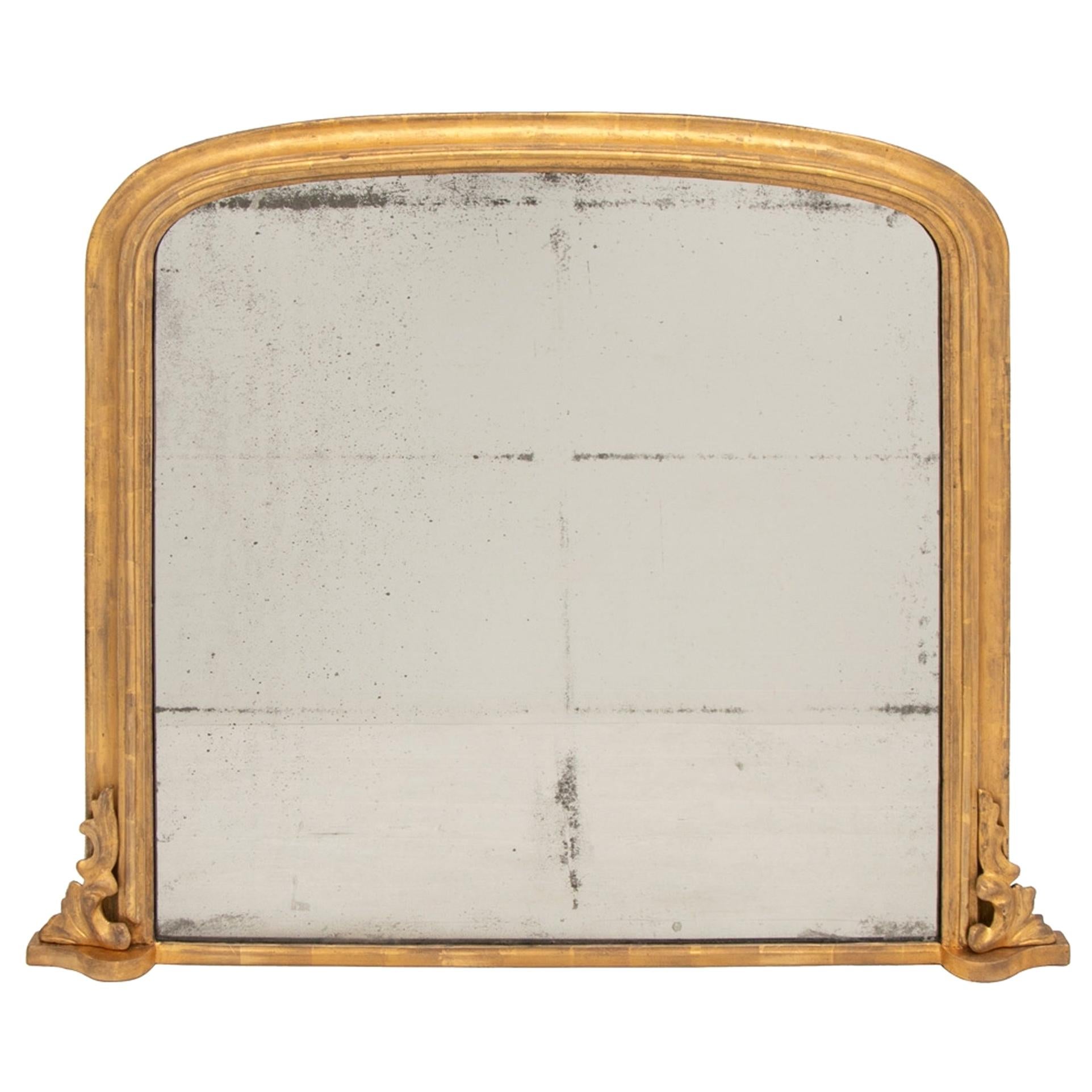 Antique Gilded Overmantle Mirror, circa 1860