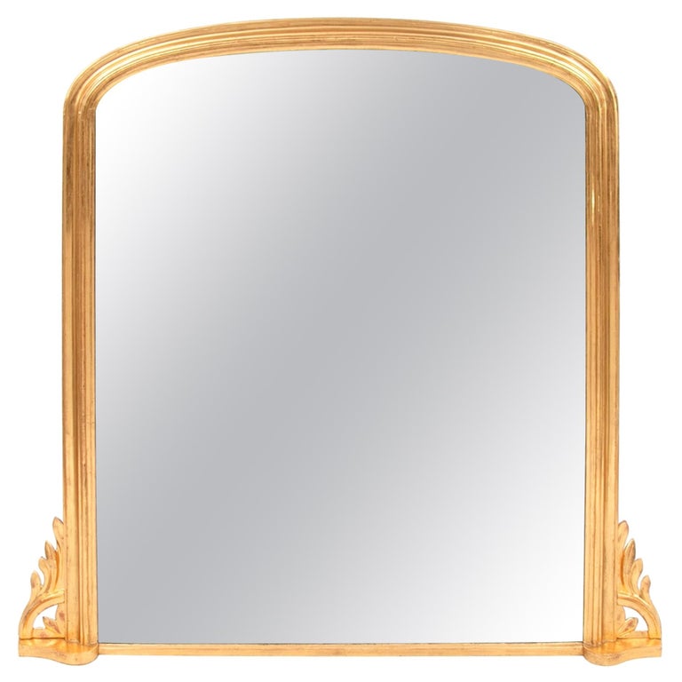Antique Gilded Overmantle Mirror, circa 1865 For Sale
