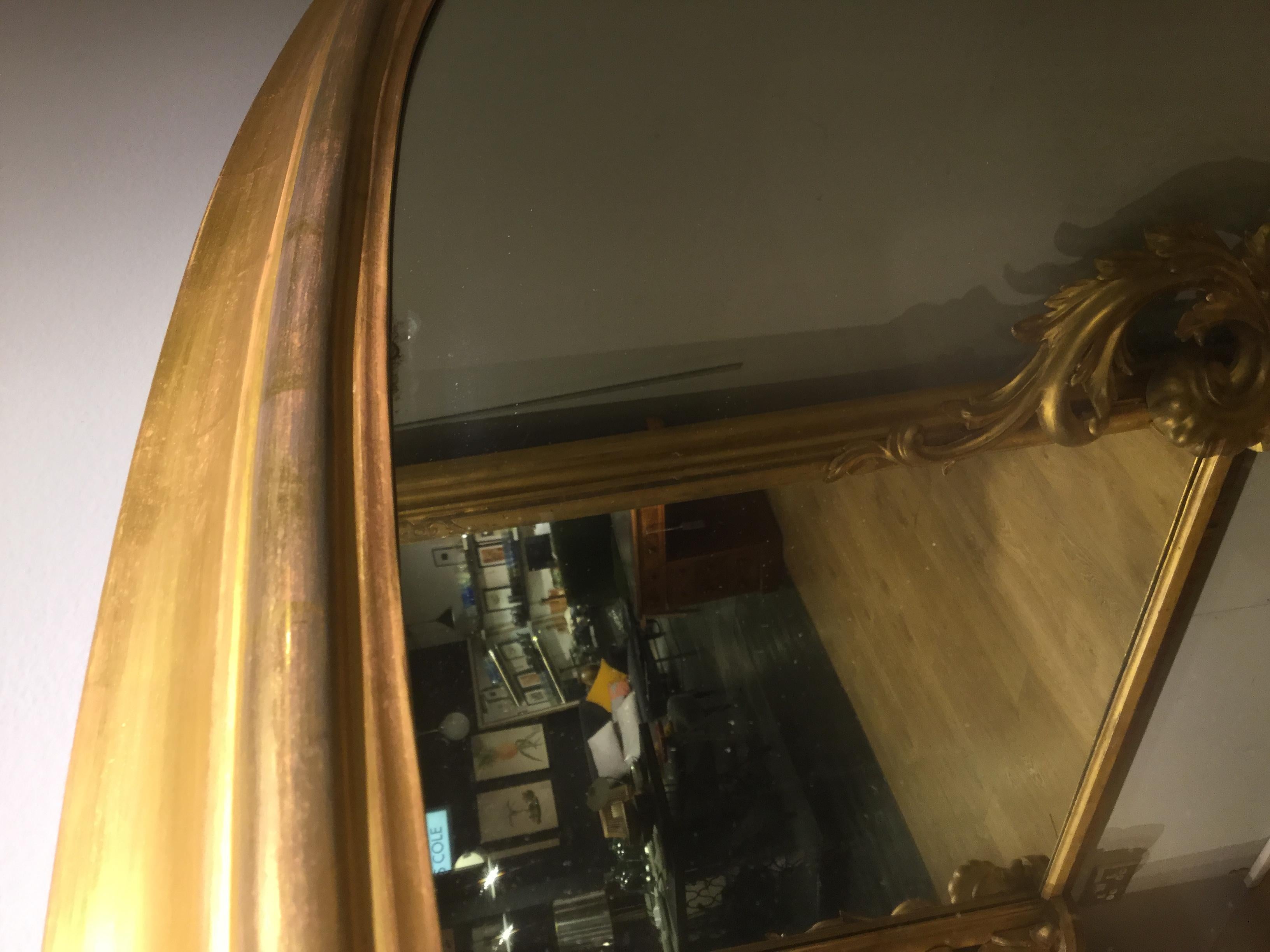British Antique Gilded Overmantle Mirror