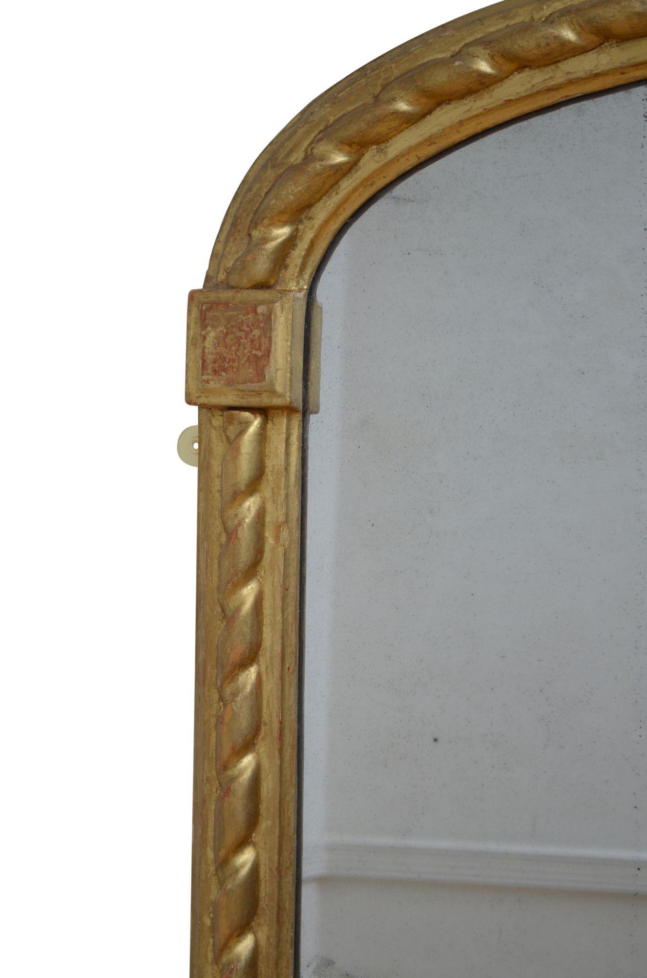 Antique Gilded Pier Mirror H160cm In Good Condition For Sale In Whaley Bridge, GB