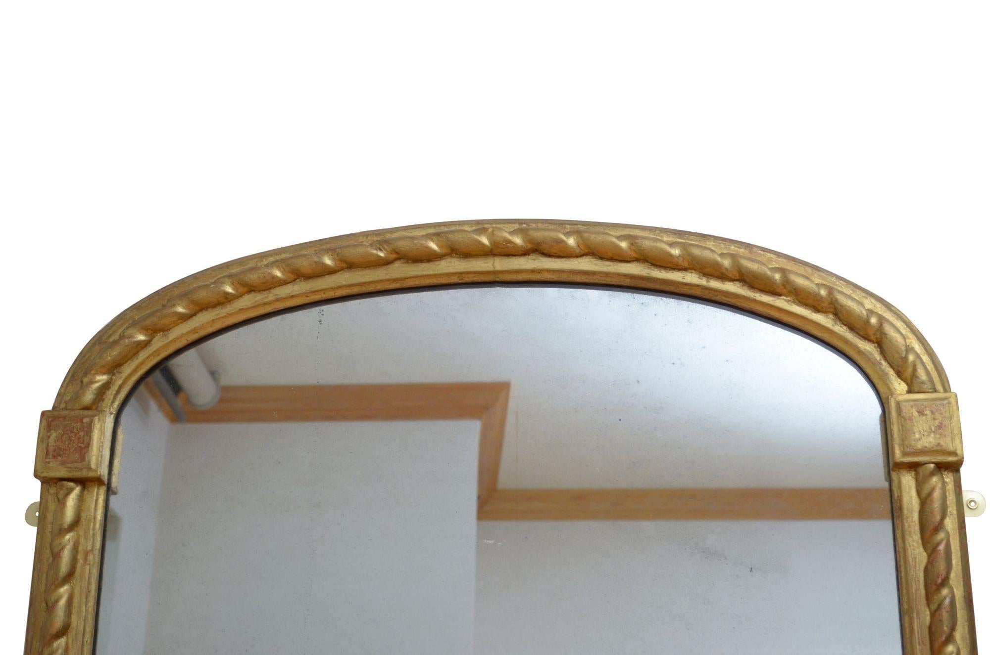 Antiker vergoldeter Pfeilerspiegel H160cm (19. Jahrhundert) im Angebot