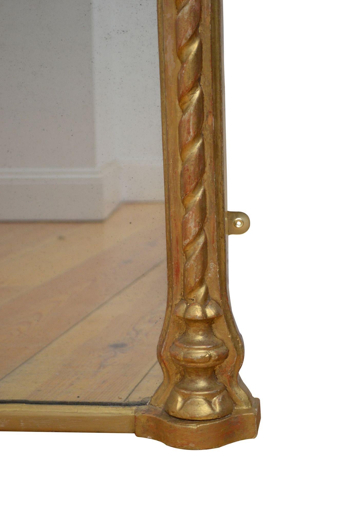 Miroir de pilier ancien doré, H160 cm en vente 2