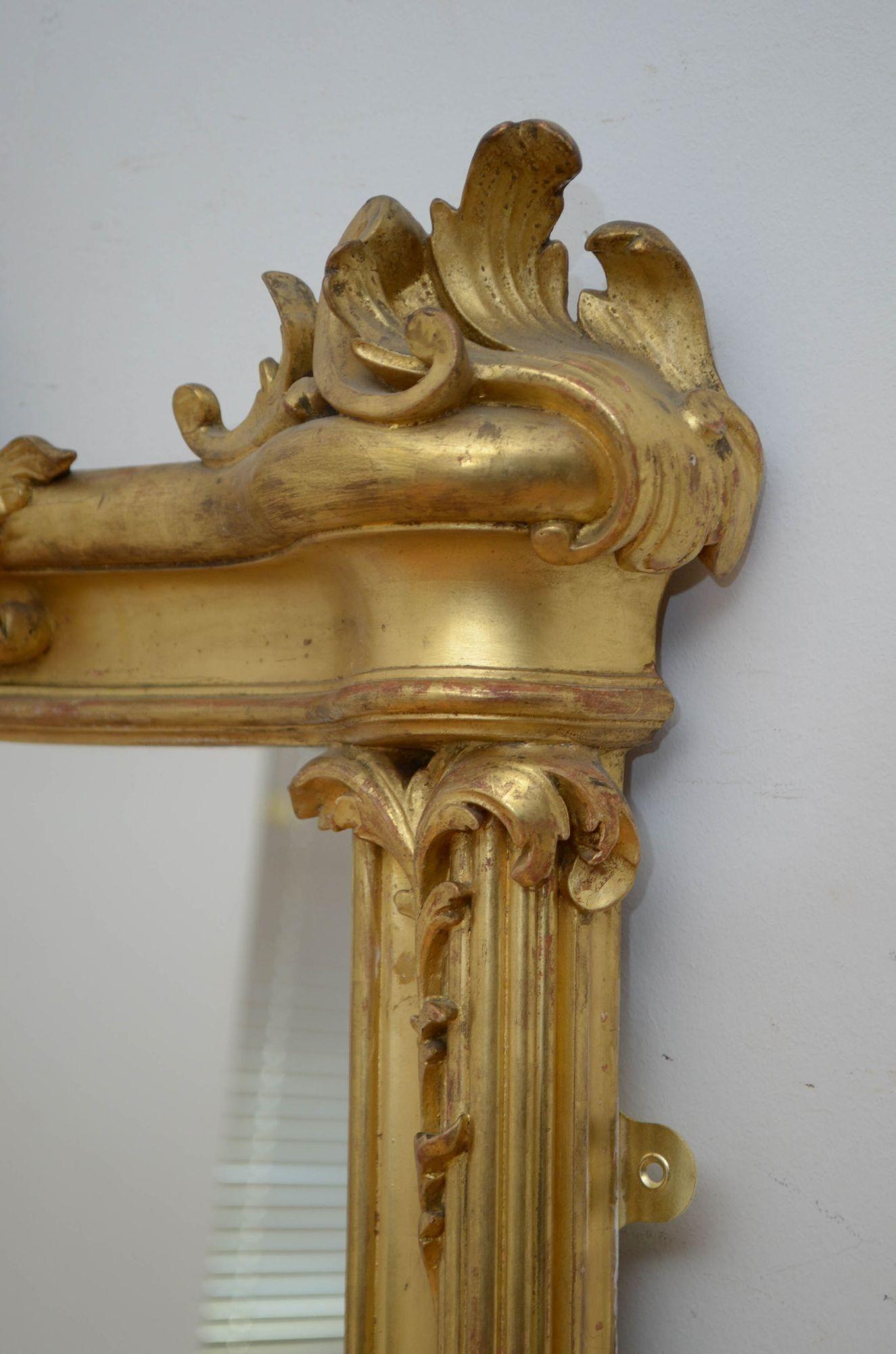 Miroir de pilier ancien doré, H168 cm en vente 5