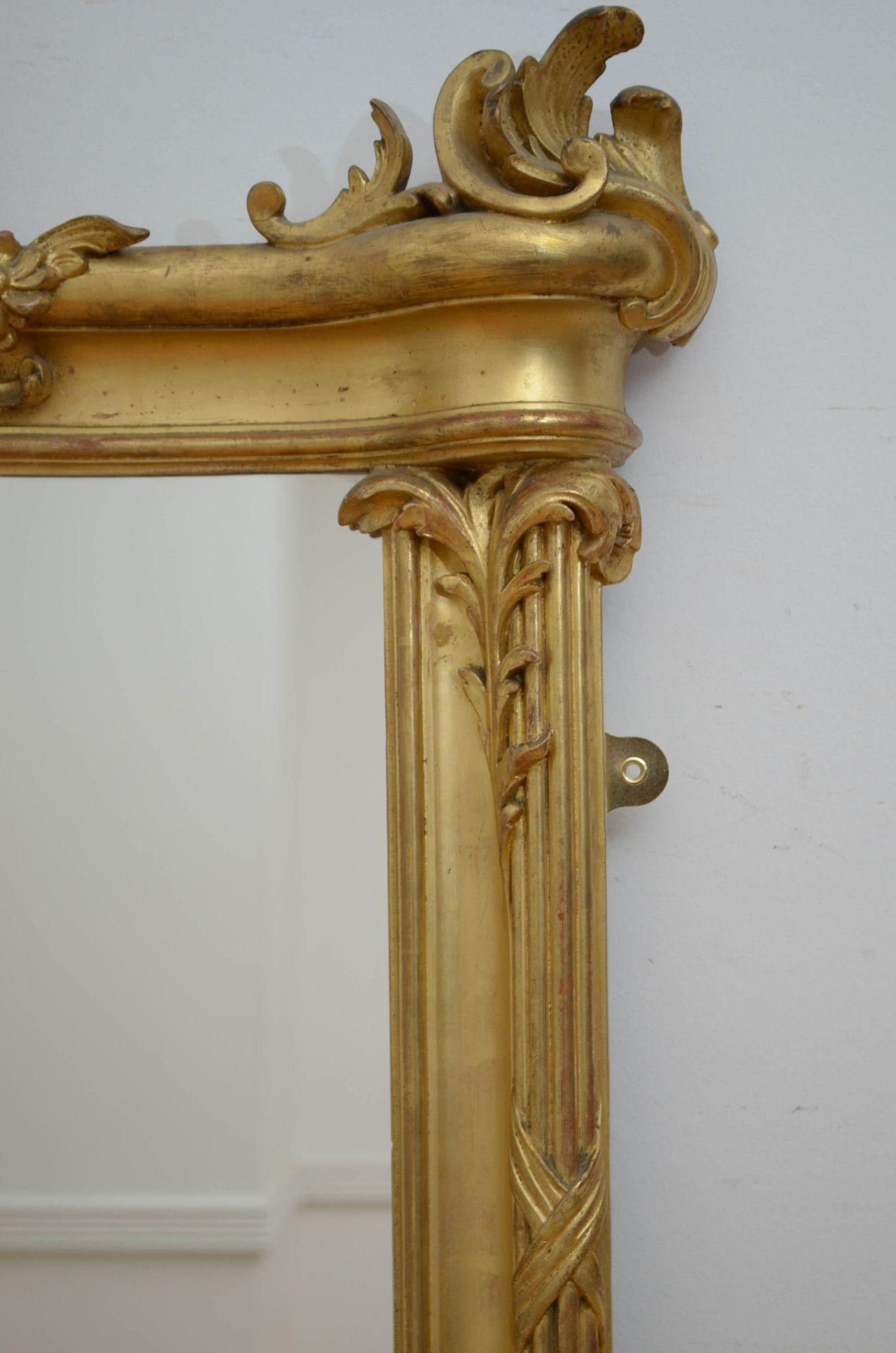 Miroir de pilier ancien doré, H168 cm en vente 6