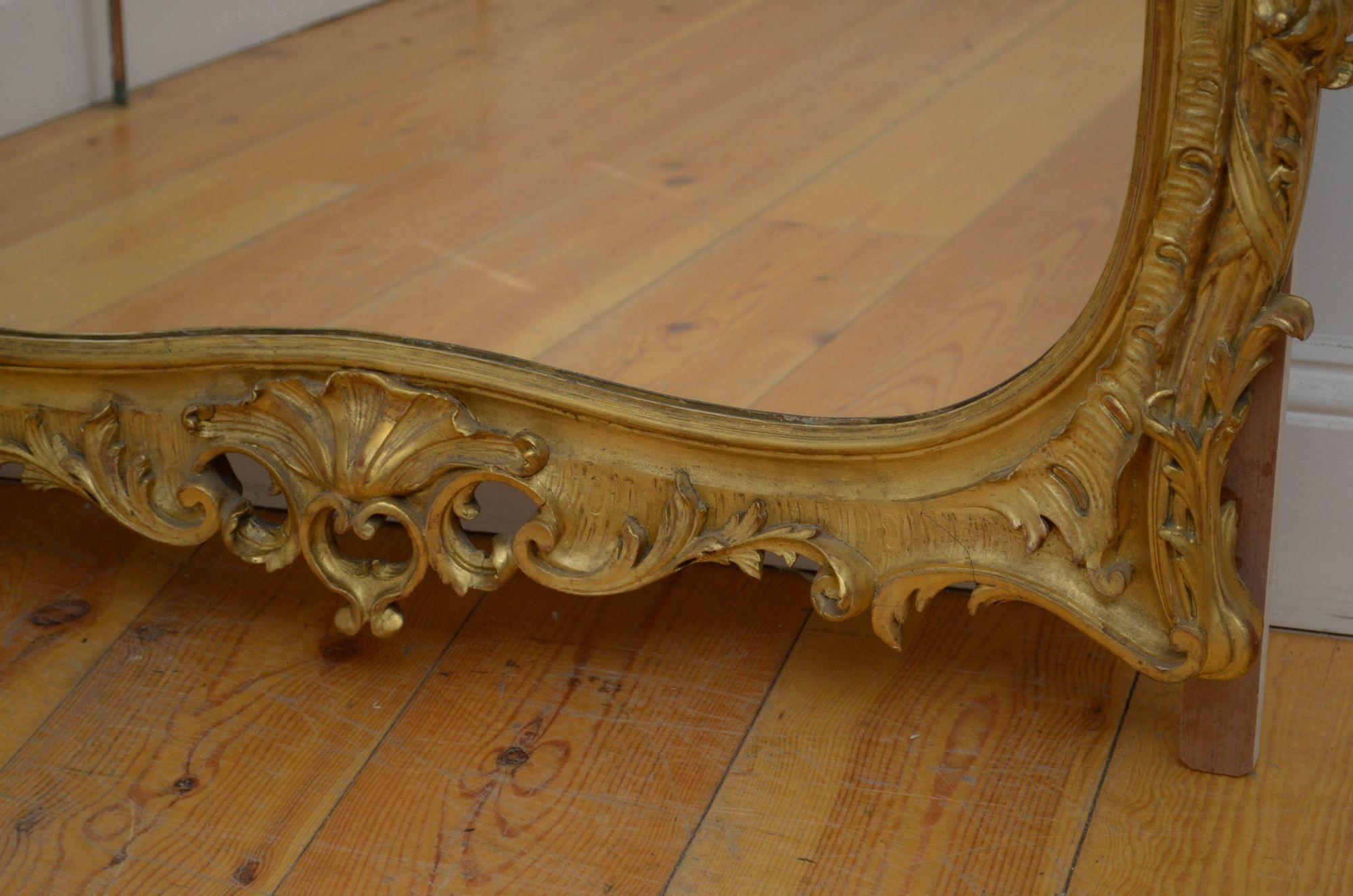 Miroir de pilier ancien doré, H168 cm en vente 9
