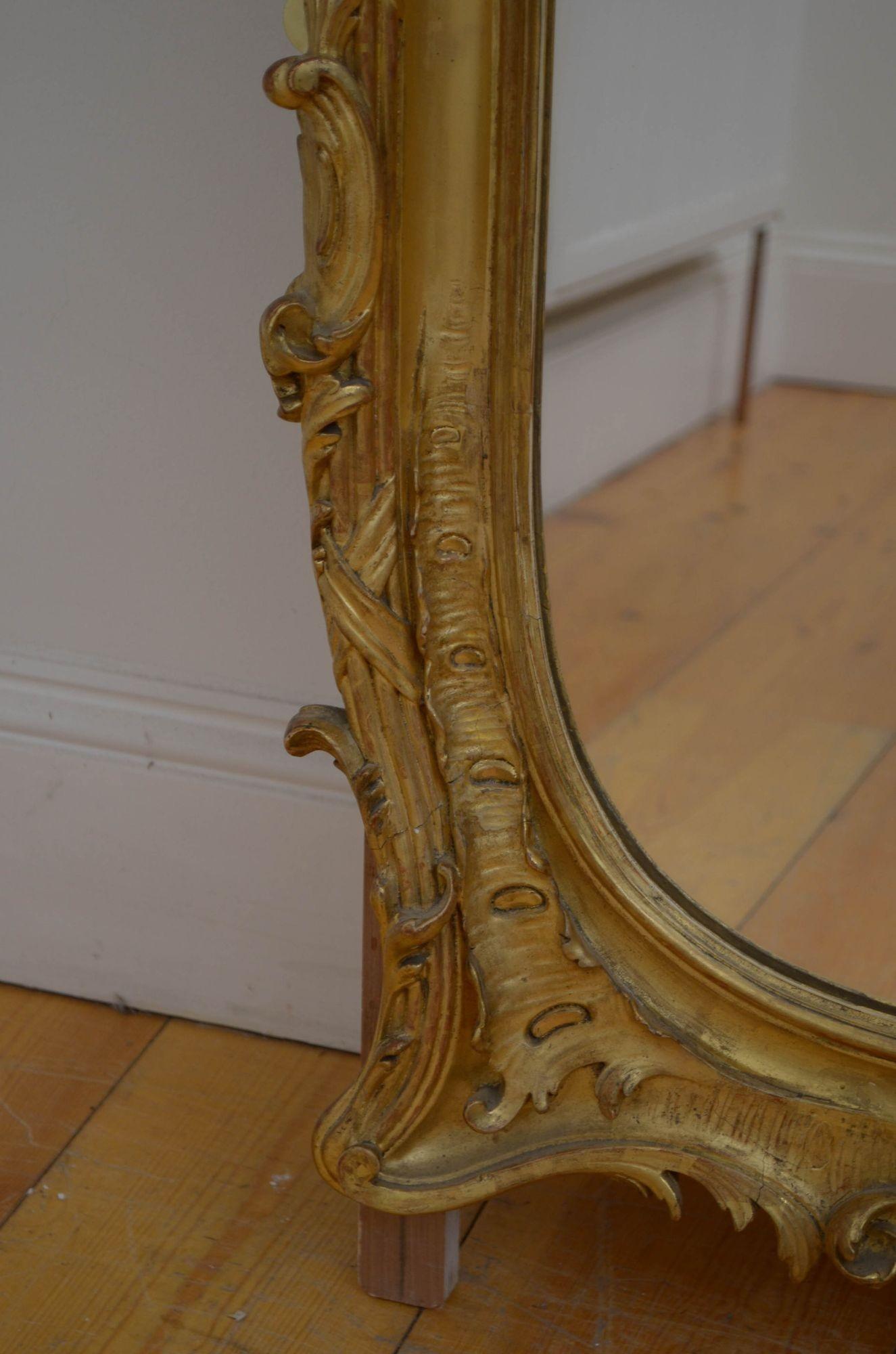 Miroir de pilier ancien doré, H168 cm en vente 12