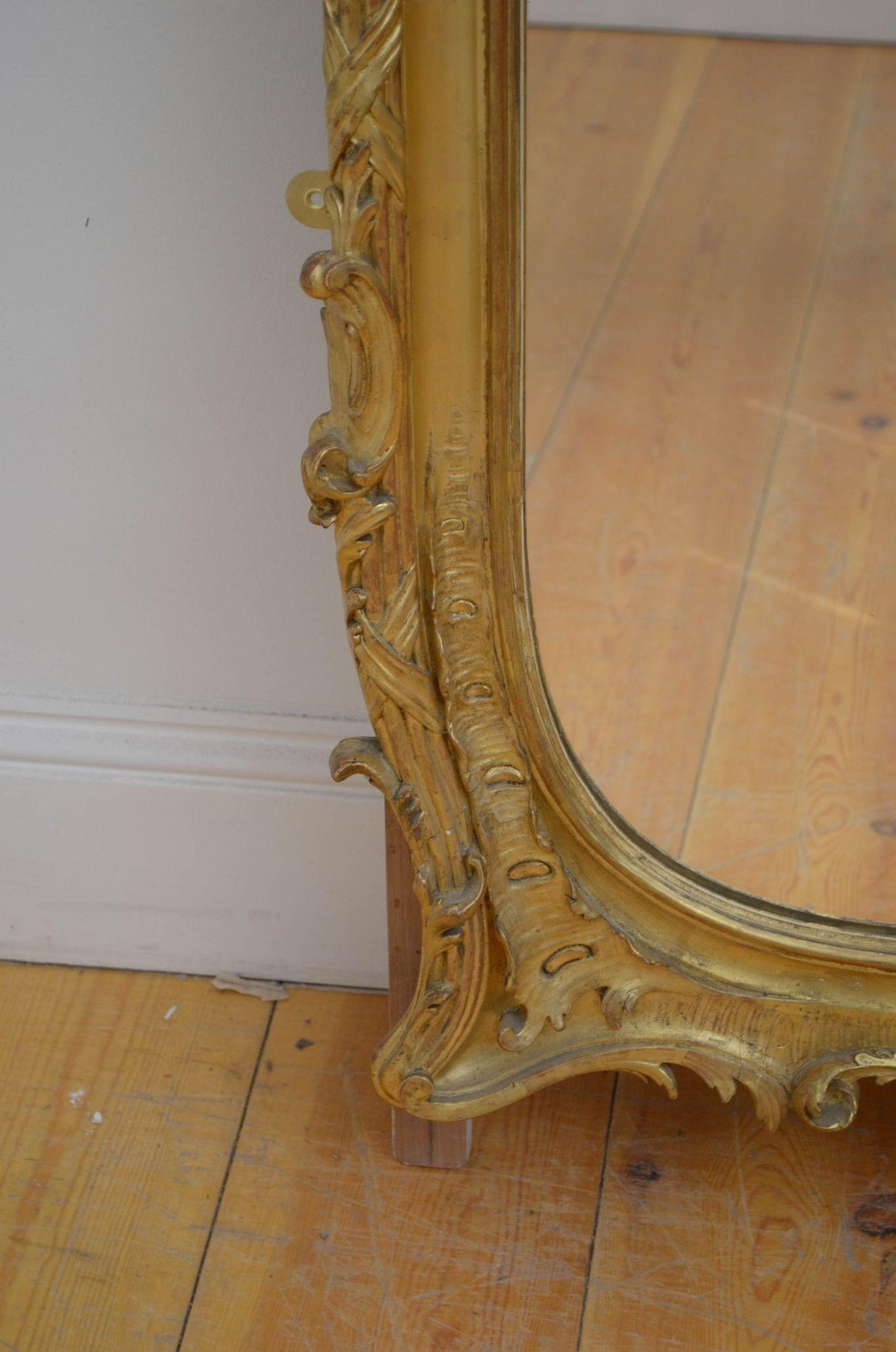Miroir de pilier ancien doré, H168 cm Bon état - En vente à Whaley Bridge, GB
